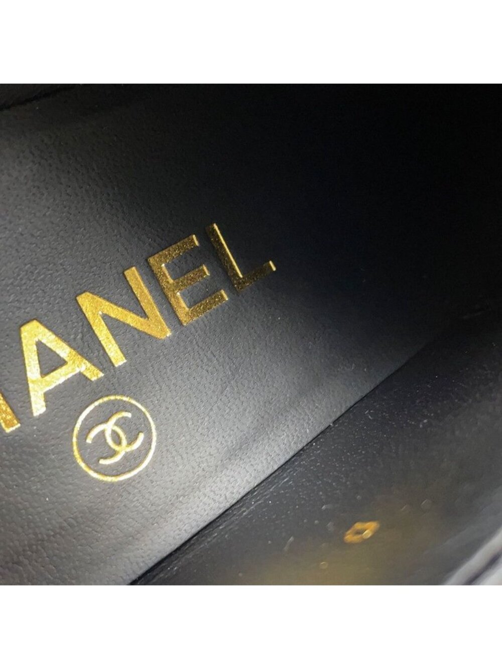 Chanel Loafers CC Logo Leather 37.5 Shoes Black - Picture 7 of 10